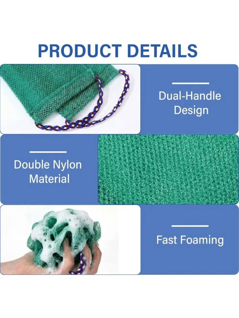 30 Pcs African Exfoliating Bath Sponge Set with Handles - Colorful Loofah